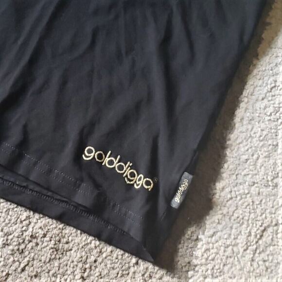 Golddigga Women's Sleeveless Halter Neck Tie Top - Black & Gold Tone - Size 16 - Picture 2 of 4